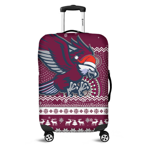 Manly Warringah Sea Eagles Luggage Cover - Australia Ugly Xmas With Aboriginal Patterns For Die Hard Fans Manly Warringah Sea Eagles Luggage Cover - Australia Ugly Xmas With Aboriginal Patterns For Die Hard Fans