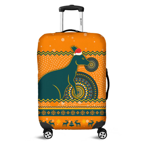 Wallabies Luggage Cover - Australia Ugly Xmas With Aboriginal Patterns For Die Hard Fans Wallabies Luggage Cover - Australia Ugly Xmas With Aboriginal Patterns For Die Hard Fans