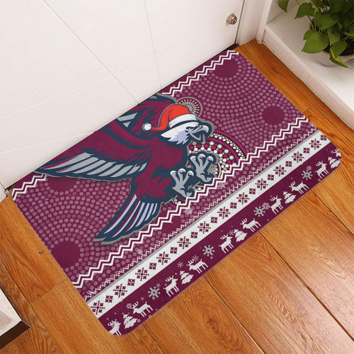 Manly Warringah Sea Eagles Door Mat - Australia Ugly Xmas With Aboriginal Patterns For Die Hard Fans Manly Warringah Sea Eagles Door Mat - Australia Ugly Xmas With Aboriginal Patterns For Die Hard Fans