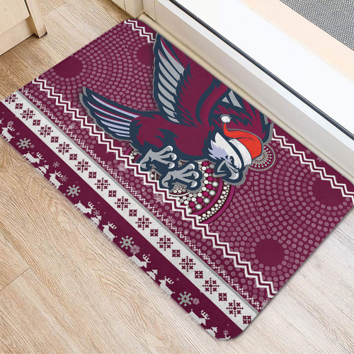 Manly Warringah Sea Eagles Door Mat - Australia Ugly Xmas With Aboriginal Patterns For Die Hard Fans Manly Warringah Sea Eagles Door Mat - Australia Ugly Xmas With Aboriginal Patterns For Die Hard Fans