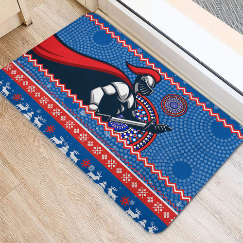 Newcastle Knights Door Mat - Australia Ugly Xmas With Aboriginal Patterns For Die Hard Fans Newcastle Knights Door Mat - Australia Ugly Xmas With Aboriginal Patterns For Die Hard Fans