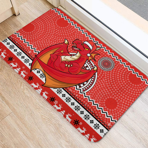 St. George Illawarra Dragons Door Mat - Australia Ugly Xmas With Aboriginal Patterns For Die Hard Fans St. George Illawarra Dragons Door Mat - Australia Ugly Xmas With Aboriginal Patterns For Die Hard Fans