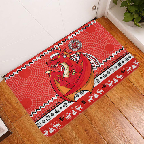 St. George Illawarra Dragons Door Mat - Australia Ugly Xmas With Aboriginal Patterns For Die Hard Fans St. George Illawarra Dragons Door Mat - Australia Ugly Xmas With Aboriginal Patterns For Die Hard Fans
