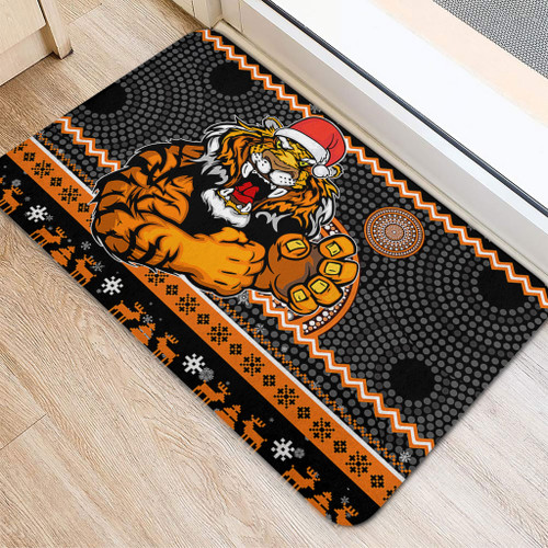 Wests Tigers Door Mat - Australia Ugly Xmas With Aboriginal Patterns For Die Hard Fans Wests Tigers Door Mat - Australia Ugly Xmas With Aboriginal Patterns For Die Hard Fans