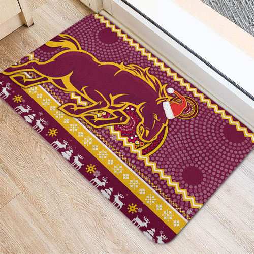 Brisbane Broncos Door Mat - Australia Ugly Xmas With Aboriginal Patterns For Die Hard Fans Brisbane Broncos Door Mat - Australia Ugly Xmas With Aboriginal Patterns For Die Hard Fans
