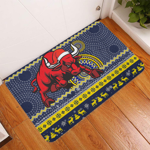 North Queensland Cowboys Door Mat - Australia Ugly Xmas With Aboriginal Patterns For Die Hard Fans North Queensland Cowboys Door Mat - Australia Ugly Xmas With Aboriginal Patterns For Die Hard Fans