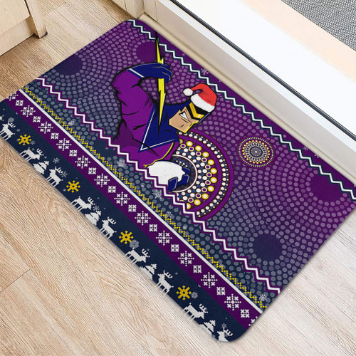 Melbourne Storm Door Mat - Australia Ugly Xmas With Aboriginal Patterns For Die Hard Fans Melbourne Storm Door Mat - Australia Ugly Xmas With Aboriginal Patterns For Die Hard Fans