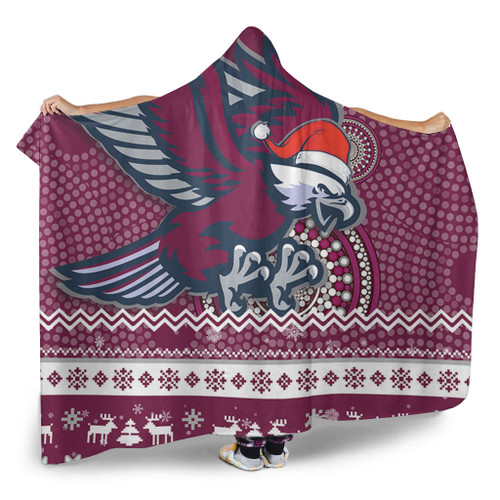 Manly Warringah Sea Eagles Hooded Blanket - Australia Ugly Xmas With Aboriginal Patterns For Die Hard Fans Manly Warringah Sea Eagles Hooded Blanket - Australia Ugly Xmas With Aboriginal Patterns For Die Hard Fans