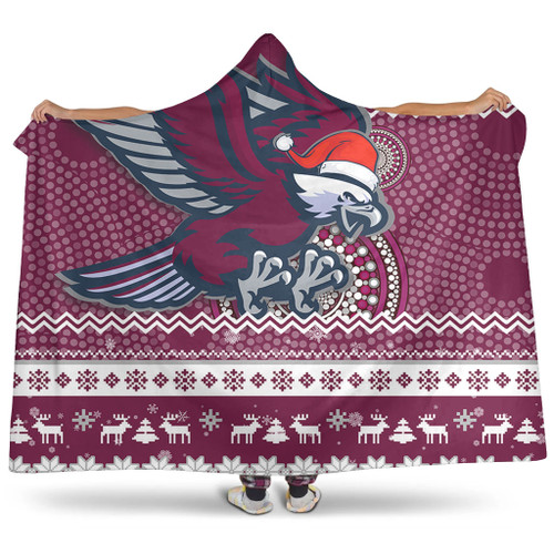 Manly Warringah Sea Eagles Hooded Blanket - Australia Ugly Xmas With Aboriginal Patterns For Die Hard Fans Manly Warringah Sea Eagles Hooded Blanket - Australia Ugly Xmas With Aboriginal Patterns For Die Hard Fans