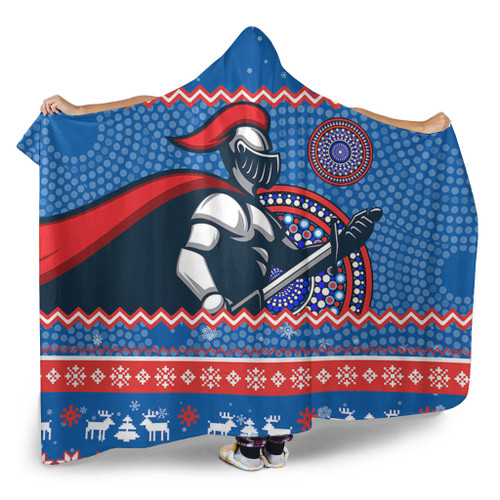 Newcastle Knights Hooded Blanket - Australia Ugly Xmas With Aboriginal Patterns For Die Hard Fans Newcastle Knights Hooded Blanket - Australia Ugly Xmas With Aboriginal Patterns For Die Hard Fans