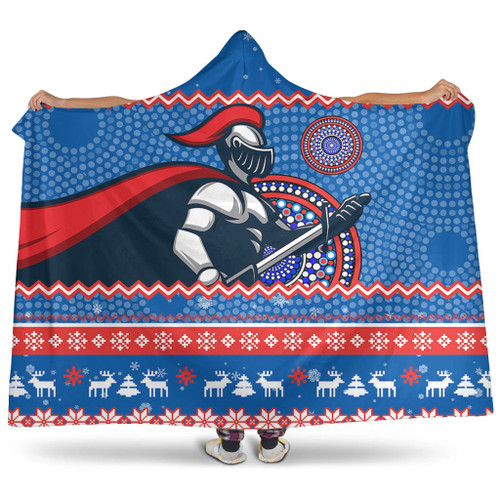Newcastle Knights Hooded Blanket - Australia Ugly Xmas With Aboriginal Patterns For Die Hard Fans Newcastle Knights Hooded Blanket - Australia Ugly Xmas With Aboriginal Patterns For Die Hard Fans