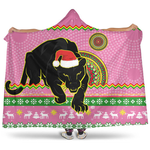 Penrith Panthers Hooded Blanket - Australia Ugly Xmas With Aboriginal Patterns For Die Hard Fans Penrith Panthers Hooded Blanket - Australia Ugly Xmas With Aboriginal Patterns For Die Hard Fans