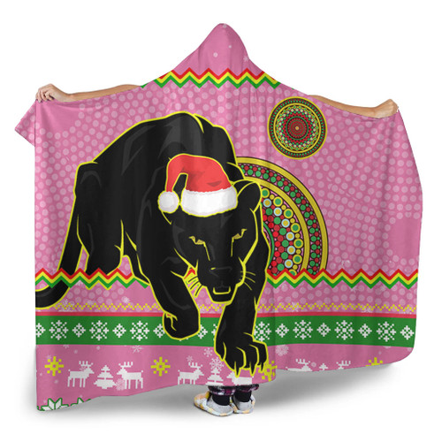 Penrith Panthers Hooded Blanket - Australia Ugly Xmas With Aboriginal Patterns For Die Hard Fans Penrith Panthers Hooded Blanket - Australia Ugly Xmas With Aboriginal Patterns For Die Hard Fans