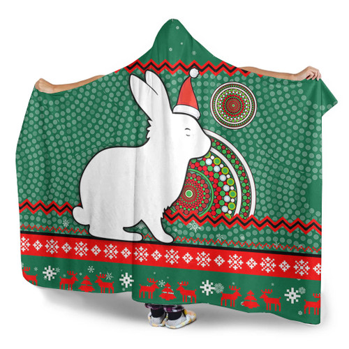 South Sydney Rabbitohs Hooded Blanket - Australia Ugly Xmas With Aboriginal Patterns For Die Hard Fans