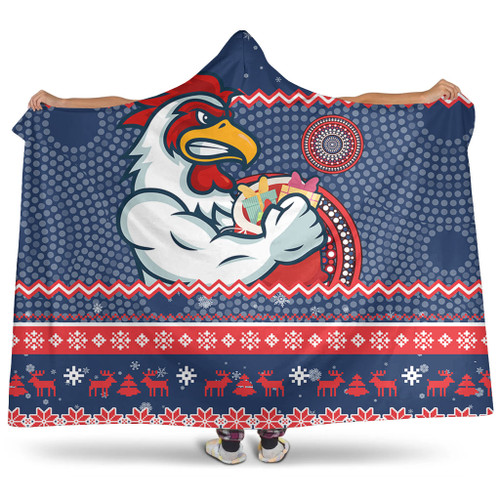Sydney Roosters Hooded Blanket - Australia Ugly Xmas With Aboriginal Patterns For Die Hard Fans Sydney Roosters Hooded Blanket - Australia Ugly Xmas With Aboriginal Patterns For Die Hard Fans