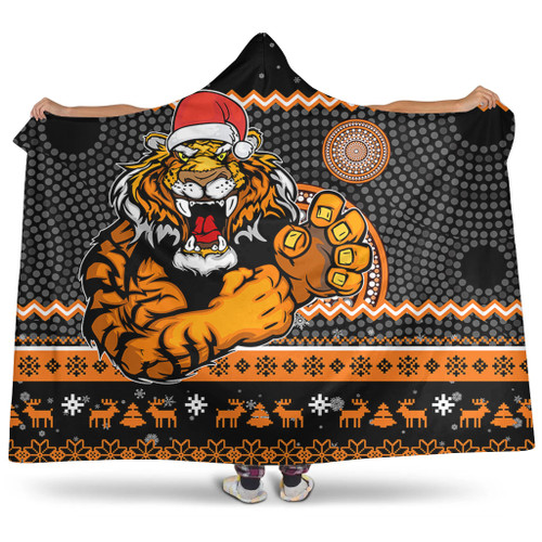 Wests Tigers Hooded Blanket - Australia Ugly Xmas With Aboriginal Patterns For Die Hard Fans Wests Tigers Hooded Blanket - Australia Ugly Xmas With Aboriginal Patterns For Die Hard Fans