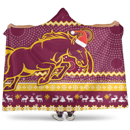 Brisbane Broncos Hooded Blanket - Australia Ugly Xmas With Aboriginal Patterns For Die Hard Fans Brisbane Broncos Hooded Blanket - Australia Ugly Xmas With Aboriginal Patterns For Die Hard Fans