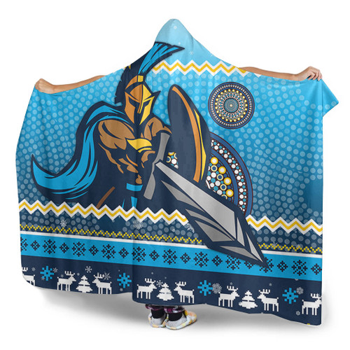 Gold Coast Titans Hooded Blanket - Australia Ugly Xmas With Aboriginal Patterns For Die Hard Fans