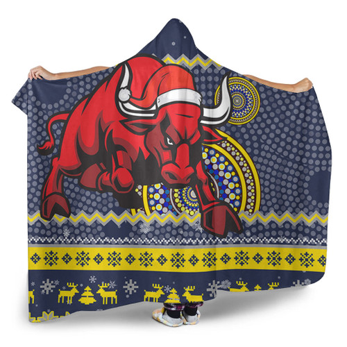 North Queensland Cowboys Hooded Blanket - Australia Ugly Xmas With Aboriginal Patterns For Die Hard Fans North Queensland Cowboys Hooded Blanket - Australia Ugly Xmas With Aboriginal Patterns For Die Hard Fans