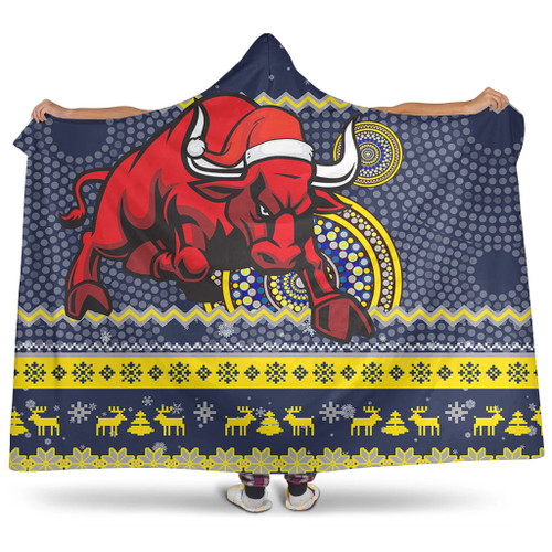 North Queensland Cowboys Hooded Blanket - Australia Ugly Xmas With Aboriginal Patterns For Die Hard Fans North Queensland Cowboys Hooded Blanket - Australia Ugly Xmas With Aboriginal Patterns For Die Hard Fans