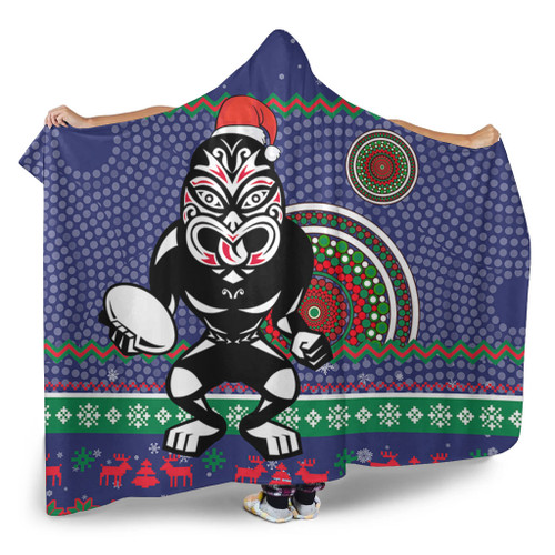 New Zealand Warriors Hooded Blanket - Australia Ugly Xmas With Aboriginal Patterns For Die Hard Fans New Zealand Warriors Hooded Blanket - Australia Ugly Xmas With Aboriginal Patterns For Die Hard Fans