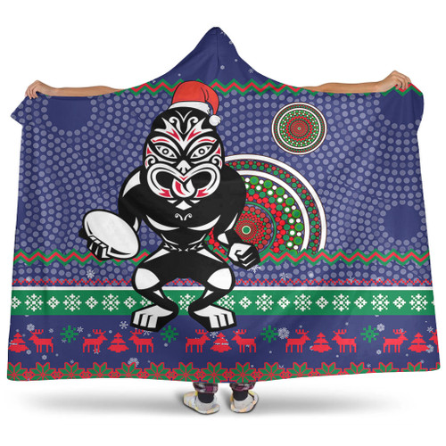 New Zealand Warriors Hooded Blanket - Australia Ugly Xmas With Aboriginal Patterns For Die Hard Fans New Zealand Warriors Hooded Blanket - Australia Ugly Xmas With Aboriginal Patterns For Die Hard Fans