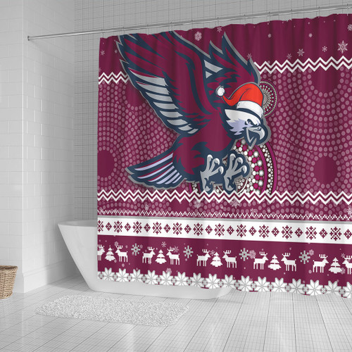 Manly Warringah Sea Eagles Shower Curtain - Australia Ugly Xmas With Aboriginal Patterns For Die Hard Fans Manly Warringah Sea Eagles Shower Curtain - Australia Ugly Xmas With Aboriginal Patterns For Die Hard Fans