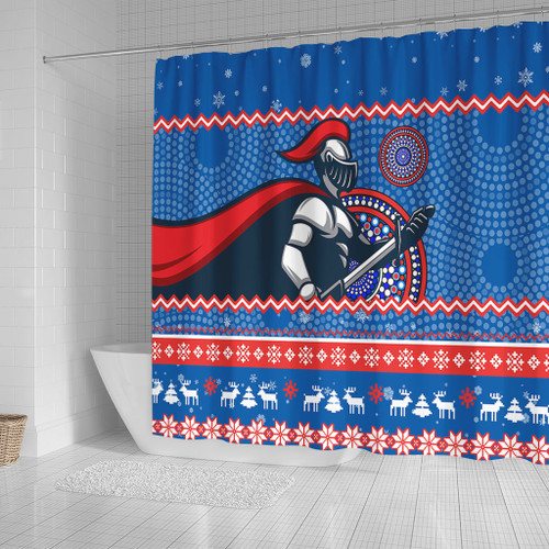 Newcastle Knights Shower Curtain - Australia Ugly Xmas With Aboriginal Patterns For Die Hard Fans Newcastle Knights Shower Curtain - Australia Ugly Xmas With Aboriginal Patterns For Die Hard Fans