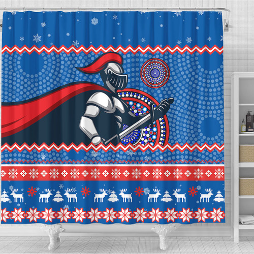 Newcastle Knights Shower Curtain - Australia Ugly Xmas With Aboriginal Patterns For Die Hard Fans Newcastle Knights Shower Curtain - Australia Ugly Xmas With Aboriginal Patterns For Die Hard Fans