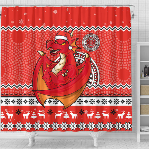 St. George Illawarra Dragons Shower Curtain - Australia Ugly Xmas With Aboriginal Patterns For Die Hard Fans St. George Illawarra Dragons Shower Curtain - Australia Ugly Xmas With Aboriginal Patterns For Die Hard Fans