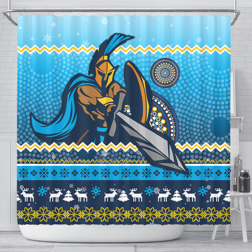 Gold Coast Titans Shower Curtain - Australia Ugly Xmas With Aboriginal Patterns For Die Hard Fans