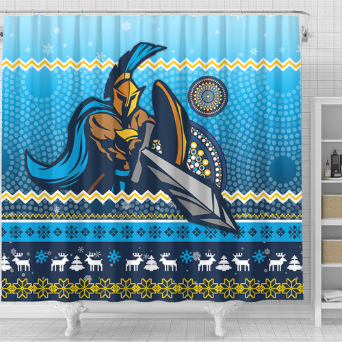 Gold Coast Titans Shower Curtain - Australia Ugly Xmas With Aboriginal Patterns For Die Hard Fans Gold Coast Titans Shower Curtain - Australia Ugly Xmas With Aboriginal Patterns For Die Hard Fans