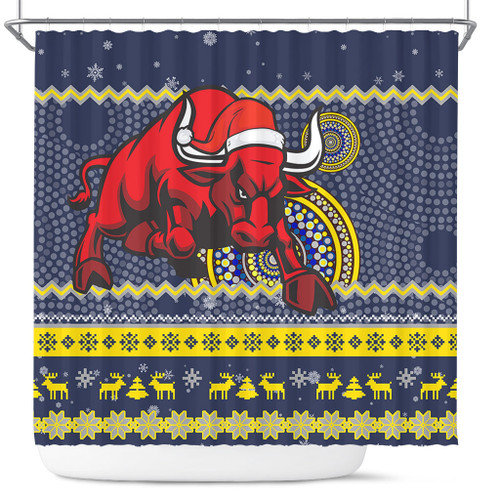 North Queensland Cowboys Shower Curtain - Australia Ugly Xmas With Aboriginal Patterns For Die Hard Fans North Queensland Cowboys Shower Curtain - Australia Ugly Xmas With Aboriginal Patterns For Die Hard Fans