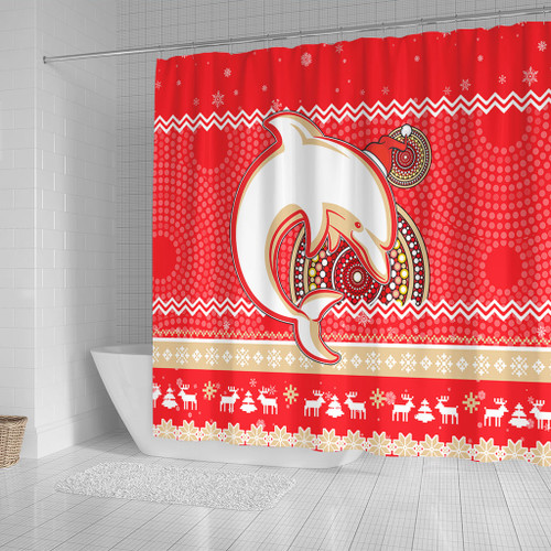 Redcliffe Dolphins Shower Curtain - Australia Ugly Xmas With Aboriginal Patterns For Die Hard Fans Redcliffe Dolphins Shower Curtain - Australia Ugly Xmas With Aboriginal Patterns For Die Hard Fans