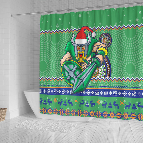 Canberra Raiders Shower Curtain - Australia Ugly Xmas With Aboriginal Patterns For Die Hard Fans Canberra Raiders Shower Curtain - Australia Ugly Xmas With Aboriginal Patterns For Die Hard Fans