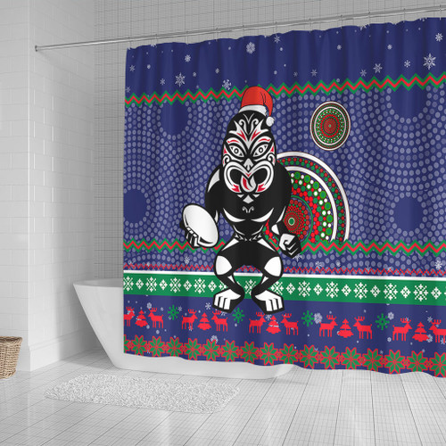 New Zealand Warriors Shower Curtain - Australia Ugly Xmas With Aboriginal Patterns For Die Hard Fans New Zealand Warriors Shower Curtain - Australia Ugly Xmas With Aboriginal Patterns For Die Hard Fans