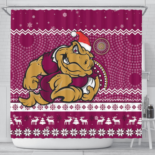 Queensland Shower Curtain - Australia Ugly Xmas With Aboriginal Patterns For Die Hard Fans