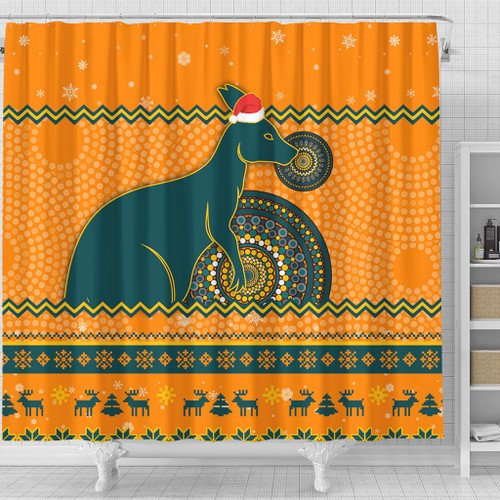 Wallabies Shower Curtain - Australia Ugly Xmas With Aboriginal Patterns For Die Hard Fans Wallabies Shower Curtain - Australia Ugly Xmas With Aboriginal Patterns For Die Hard Fans
