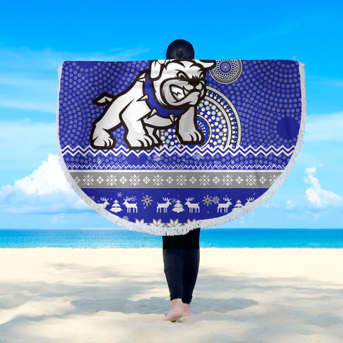Canterbury-Bankstown Bulldogs Beach Blanket - Australia Ugly Xmas With Aboriginal Patterns For Die Hard Fans Canterbury-Bankstown Bulldogs Beach Blanket - Australia Ugly Xmas With Aboriginal Patterns For Die Hard Fans