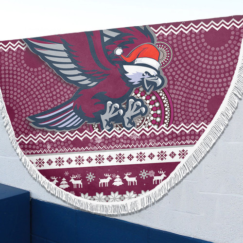 Manly Warringah Sea Eagles Beach Blanket - Australia Ugly Xmas With Aboriginal Patterns For Die Hard Fans Manly Warringah Sea Eagles Beach Blanket - Australia Ugly Xmas With Aboriginal Patterns For Die Hard Fans