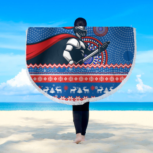 Newcastle Knights Beach Blanket - Australia Ugly Xmas With Aboriginal Patterns For Die Hard Fans Newcastle Knights Beach Blanket - Australia Ugly Xmas With Aboriginal Patterns For Die Hard Fans