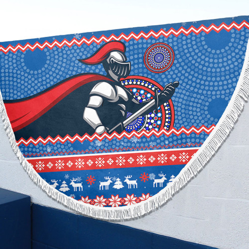 Newcastle Knights Beach Blanket - Australia Ugly Xmas With Aboriginal Patterns For Die Hard Fans Newcastle Knights Beach Blanket - Australia Ugly Xmas With Aboriginal Patterns For Die Hard Fans