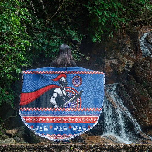 Newcastle Knights Beach Blanket - Australia Ugly Xmas With Aboriginal Patterns For Die Hard Fans Newcastle Knights Beach Blanket - Australia Ugly Xmas With Aboriginal Patterns For Die Hard Fans