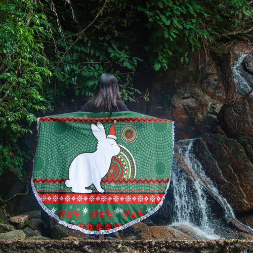 South Sydney Rabbitohs Beach Blanket - Australia Ugly Xmas With Aboriginal Patterns For Die Hard Fans South Sydney Rabbitohs Beach Blanket - Australia Ugly Xmas With Aboriginal Patterns For Die Hard Fans