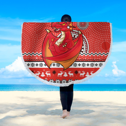 St. George Illawarra Dragons Beach Blanket - Australia Ugly Xmas With Aboriginal Patterns For Die Hard Fans St. George Illawarra Dragons Beach Blanket - Australia Ugly Xmas With Aboriginal Patterns For Die Hard Fans