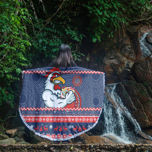 Sydney Roosters Beach Blanket - Australia Ugly Xmas With Aboriginal Patterns For Die Hard Fans Sydney Roosters Beach Blanket - Australia Ugly Xmas With Aboriginal Patterns For Die Hard Fans