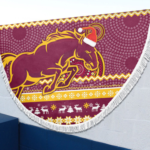 Brisbane Broncos Beach Blanket - Australia Ugly Xmas With Aboriginal Patterns For Die Hard Fans Brisbane Broncos Beach Blanket - Australia Ugly Xmas With Aboriginal Patterns For Die Hard Fans