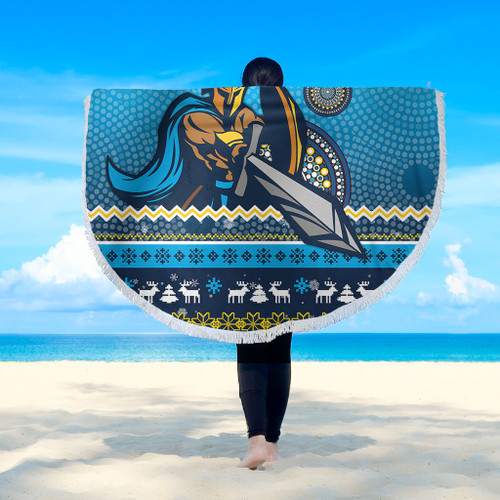 Gold Coast Titans Beach Blanket - Australia Ugly Xmas With Aboriginal Patterns For Die Hard Fans Gold Coast Titans Beach Blanket - Australia Ugly Xmas With Aboriginal Patterns For Die Hard Fans