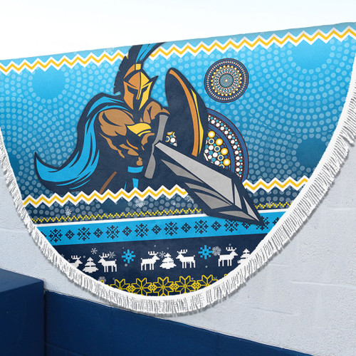 Gold Coast Titans Beach Blanket - Australia Ugly Xmas With Aboriginal Patterns For Die Hard Fans Gold Coast Titans Beach Blanket - Australia Ugly Xmas With Aboriginal Patterns For Die Hard Fans