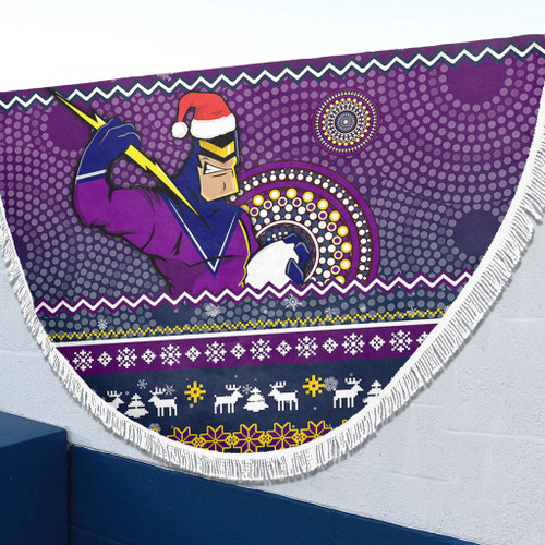 Melbourne Storm Beach Blanket - Australia Ugly Xmas With Aboriginal Patterns For Die Hard Fans Melbourne Storm Beach Blanket - Australia Ugly Xmas With Aboriginal Patterns For Die Hard Fans